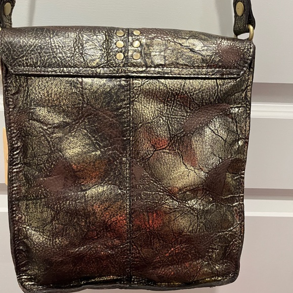 Patricia Nash Gold and Brown Studded Messenger Bag - Picture 6 of 7